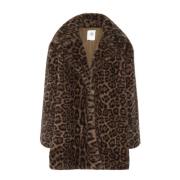 Karen by Simonsen Leopard Fuskpälsjacka Oversized Stil Brown, Dam