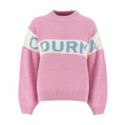 MC2 Saint Barth Mjuk Crew-Neck Jumper med Kvadratisk Form Pink, Dam