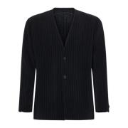 Issey Miyake Svart Veckad Krage Blazer Jacka Black, Herr