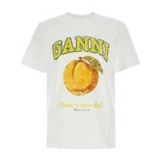 Ganni Klassisk Vit Bomull T-shirt White, Dam