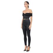 Elisabetta Franchi Svart Elegant Jumpsuit med Lurex Band Black, Dam