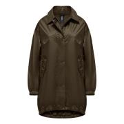 BomBoogie Blank Nylon Parka med Krage Green, Dam