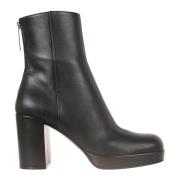 Sergio Rossi Svarta ankelboots med tjock klack Black, Dam