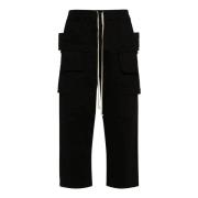 Rick Owens Svarta Cargo Byxor Creatch Stil Black, Herr