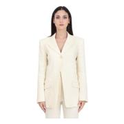 Patrizia Pepe Kräm Broderad Blazer för Kvinnor Beige, Dam