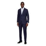 Boggi Milano Sable Ull Polyester Sidensuit Stil Anversa Blue, Herr