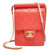 Chanel Vintage Pre-owned Laeder kuvertvskor Red, Dam