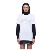 John Richmond T-shirt med paljettlogotyp White, Dam