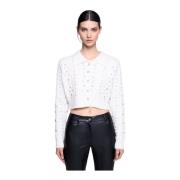 Silvian Heach Cardigan crop med strass White, Dam