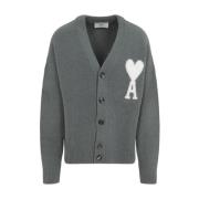 Ami Paris Lyxig Alpacka Blend Sweater Gray, Herr