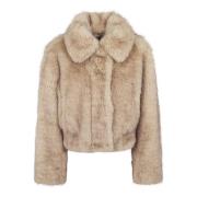 Stand Studio Lyxig Faux Fur Shearling Jacka Beige, Dam