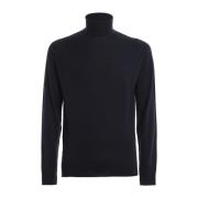 John Smedley Blå Merinoull Turtlenecktröja Black, Herr