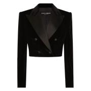 Dolce & Gabbana Sidensblazer för kvinnor i svart Black, Dam