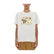 PS By Paul Smith Zebra Print Bomull T-shirt White, Herr