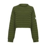 MM6 Maison Margiela Snygg stickad tröja med rund halsringning Green, D...