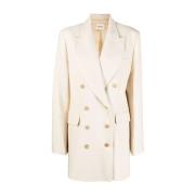 Khaite Off-White Dubbelknäppt Blazer Beige, Dam