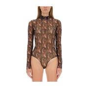 Etro Slim Fit Body Top med Paisley Print Brown, Dam