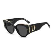 Dsquared2 Guld Detalj Solglasögon Grå Gradient Black, Dam