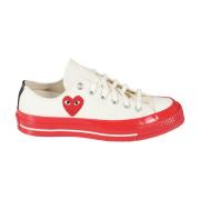 Comme des Garçons Play Röd Sula Låg Topp Sneakers White, Herr