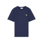 Maison Kitsuné Blå Logo Front T-shirt Blue, Herr