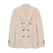 Circolo 1901 Beige Fleece Texture Herringbone Jacket Beige, Herr