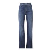 Dondup Straight Leg Jeans med bältesöglor Blue, Dam