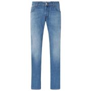 Jacob Cohën Slim Fit Tvättade Bomulls Jeans Blue, Herr