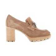 Nerogiardini Klassiska Dam Loafer Klackar Beige, Dam