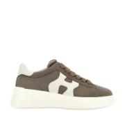 Hogan Brun Mocka Sneakers med Vågig Sida Brown, Dam