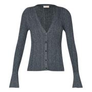 Liu Jo Antracit Lurex Cardigan Sweater Gray, Dam