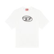 Diesel Logo Print Rund Hals T-shirt White, Herr