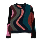 Paul Smith Svart Swirl Mönster Stickad Tröja Multicolor, Dam