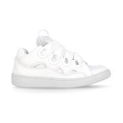 Lanvin Vita Lädersneakers med Andningsbara Detaljer White, Dam