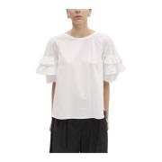 MeiMeiJ Avslappnad Bomull T-shirt White, Dam