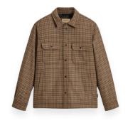 Woolrich Rutig Overshirt i Alaskansk Ull Beige, Herr