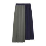 Max Mara Weekend Asymmetrisk ull och satin midi kjol Multicolor, Dam