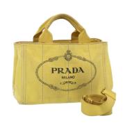 Prada Vintage Pre-owned Canvas prada-vskor Yellow, Dam