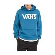 Vans Blå hoodie med tryckt logotyp Blue, Herr