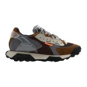 RUN OF Brun Mocka Sneakers med Svart & Vit Sulor Multicolor, Dam