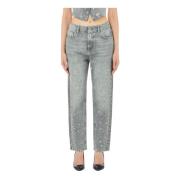 Liu Jo Straight Fit High Waist Denim Byxor Blue, Dam