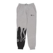 Octopus Ljusgrå fleece sweatpants med dragsko Gray, Herr