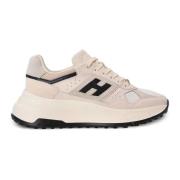 Hogan Beige Sneakers med Mocka och Mesh Beige, Dam