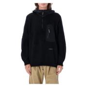 And Wander Svart Stickat Hoodie Aw24 Black, Herr