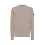 Peuterey Mjuk Stickad Crewneck Tröja med Trilogy Logo Beige, Herr