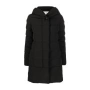 Woolrich Svart Vadderad Parka med Huva Black, Dam