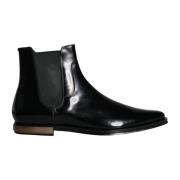 Dolce & Gabbana Svarta läder Chelsea ankelboots med logotyp Black, Her...