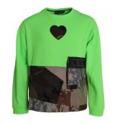 Dolce & Gabbana Grön Patchwork Heart Crew Neck Sweater Green, Herr