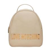 Love Moschino Stilig PU-ryggsäck i grå White, Dam