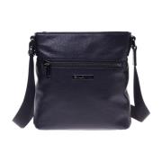 Baldinini Crossbody bag in black tumbled leather Black, Herr