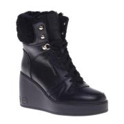 Baldinini Ankle boots in black leather and sheepskin Black, Dam